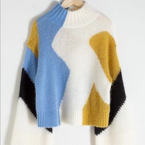 & Other Stories color block mock neck wool-mohair blend sweater